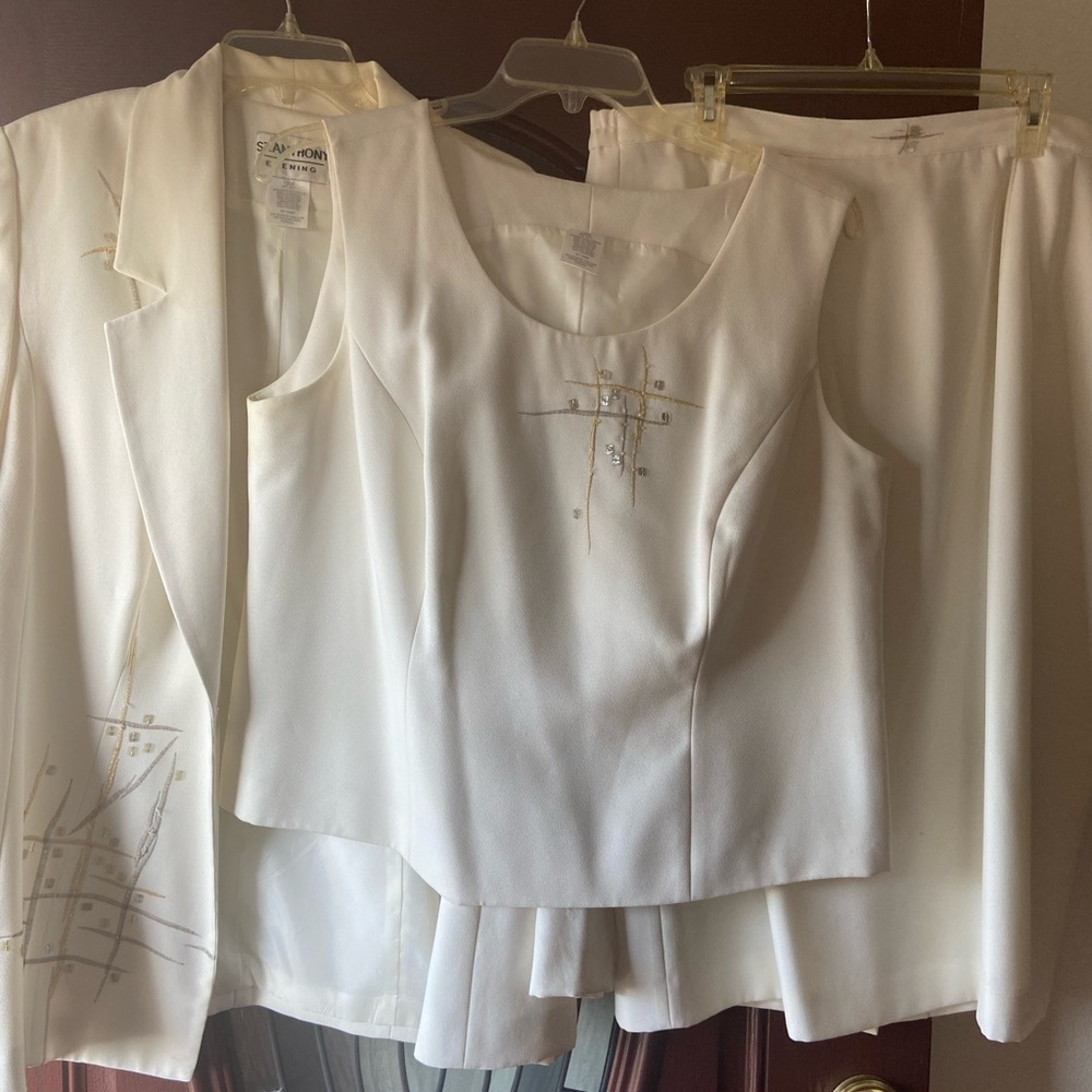 Cream Three Piece Dressy Suit